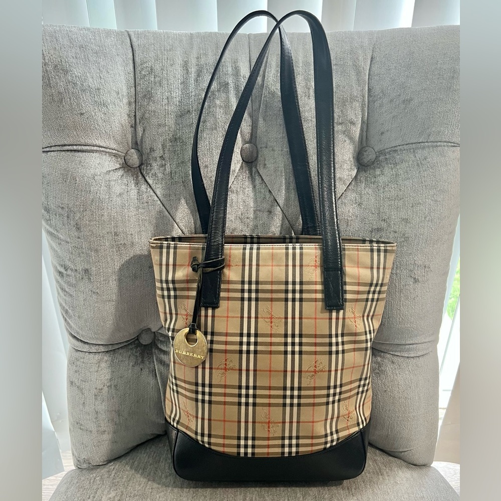 Authentic Burberry Haymarket Check Tote - VGUC